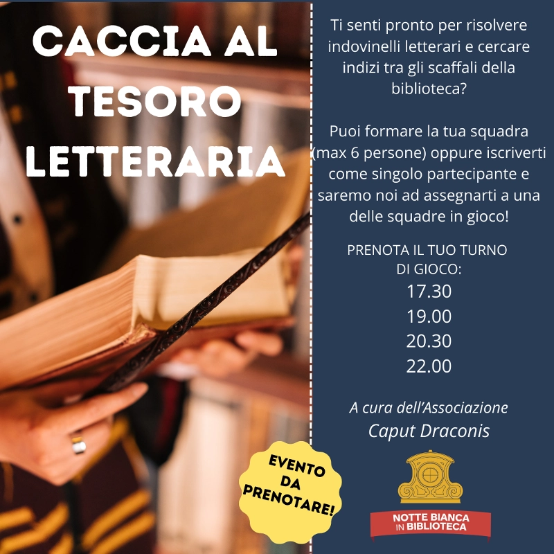 caccia al tesoro letteraria alla notte bianca biblioteca sesto fiorentino sabato 27 maggio 2023