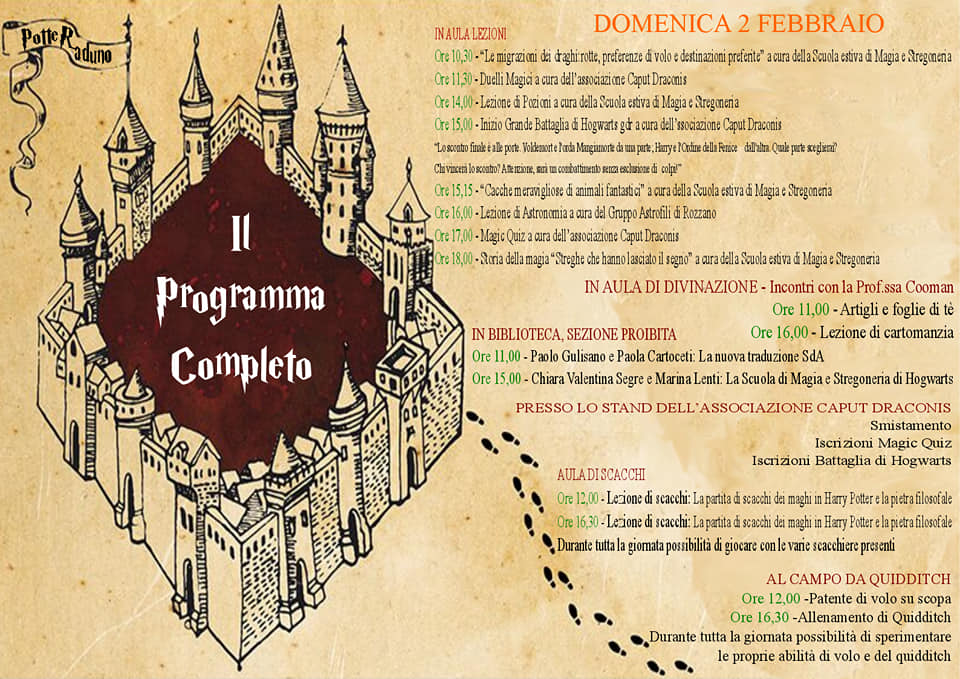 Programma Potteraduno domenica 2 Febbraio 2020