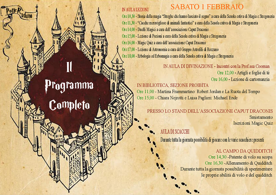 Programma Potteraduno sabato 1 Febbraio 2020